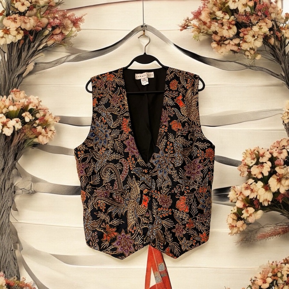 Summit Hill Unisex Floral & Bird Print Embellished Vest